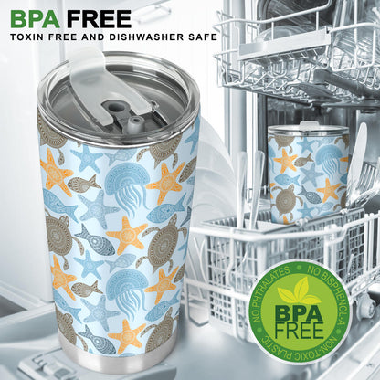 Polynesian Jellyfish Turtle Print Tumbler