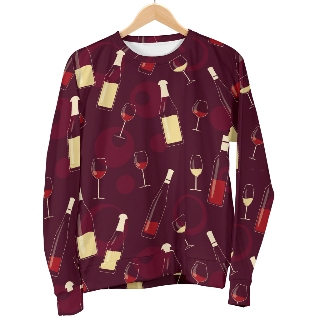 Wine Themed Pattern Print Women Long Sleeve Sweatshirt