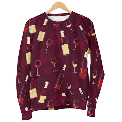 Wine Themed Pattern Print Women Long Sleeve Sweatshirt