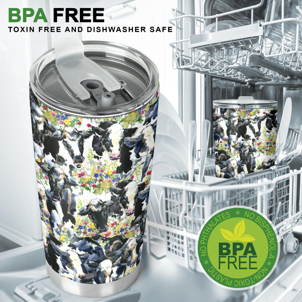 Cow Watercolor Print Pattern Tumbler