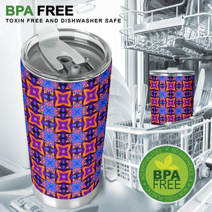 kaleidoscope Purple Orange Print Design Tumbler