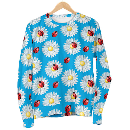 Ladybug with Daisy Themed Print Pattern Women Long Sleeve Sweatshirt