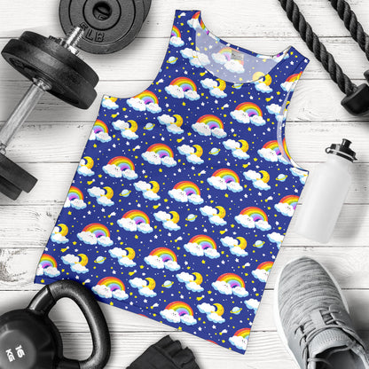 Rainbow Space Design Print Men Tank Top