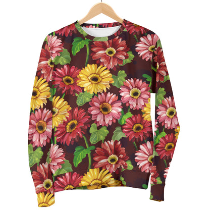 Daisy Gerbera Print Pattern Men Long Sleeve Sweatshirt