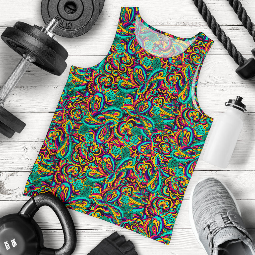 Psychedelic Trippy Floral Design Men Tank Top