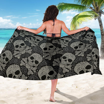Paisley Skull Pattern Print Design A01 Sarong Pareo Wrap