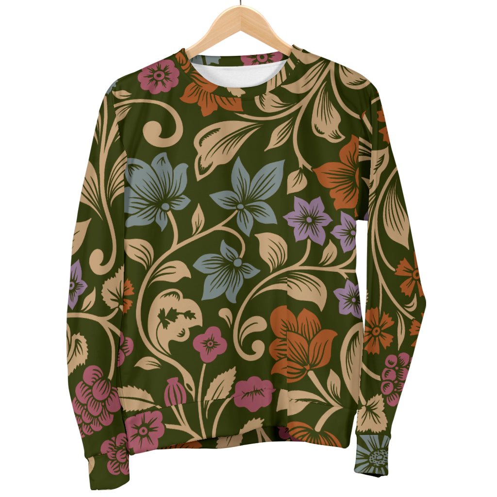 Floral Vintage Print Pattern Women Long Sleeve Sweatshirt