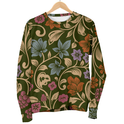 Floral Vintage Print Pattern Women Long Sleeve Sweatshirt
