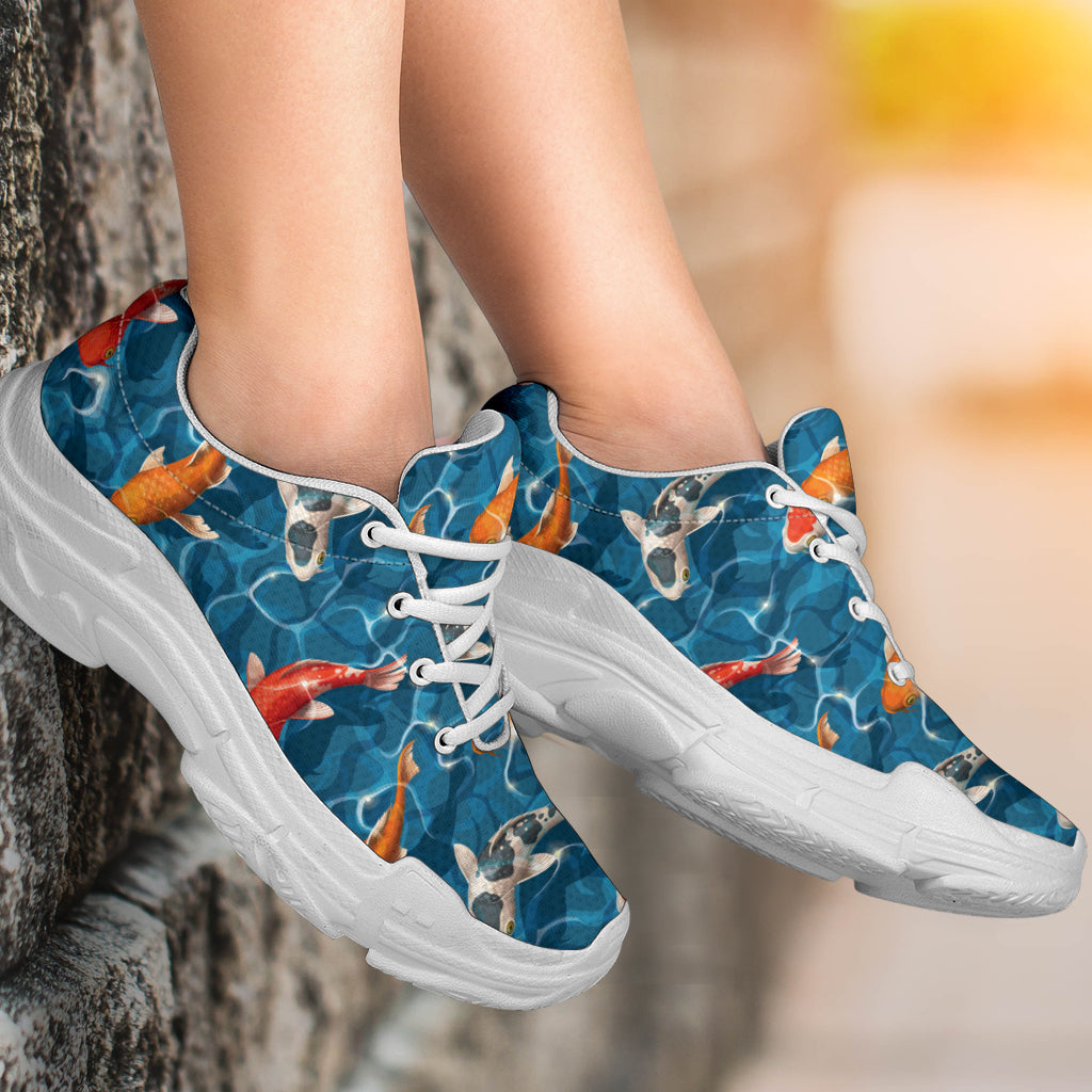 Koi Carp Water Design Themed Print Chunky Sneakers