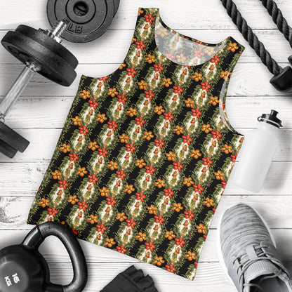 Hawaiian Flower Hula Hibiscus Print Men Tank Top
