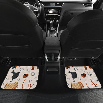 Equestrian Equipment Print Pattern Car Floor Mats Front Back