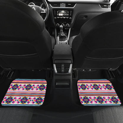 Indian Navajo Neon Themed Design Print Car Floor Mats Front Back