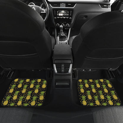 Pineapple Gold Dot Themed Print Car Floor Mats Front Back