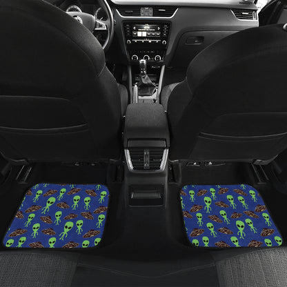 Alien Green UFO Pattern Car Floor Mats Front Back