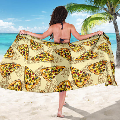 Pizza Pattern Print Design A01 Sarong Pareo Wrap