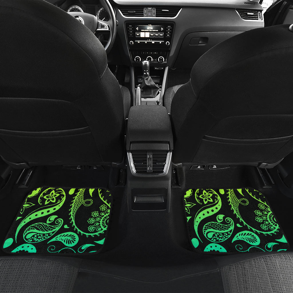 Paisley Green Design Print Car Floor Mats Front Back
