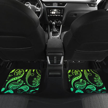 Paisley Green Design Print Car Floor Mats Front Back