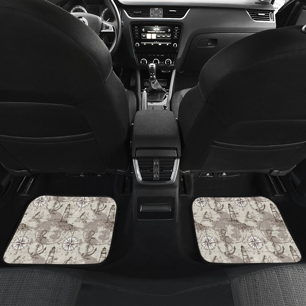 Nautical Map Design Themed Print Car Floor Mats Front Back