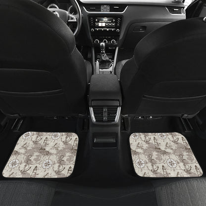 Nautical Map Design Themed Print Car Floor Mats Front Back