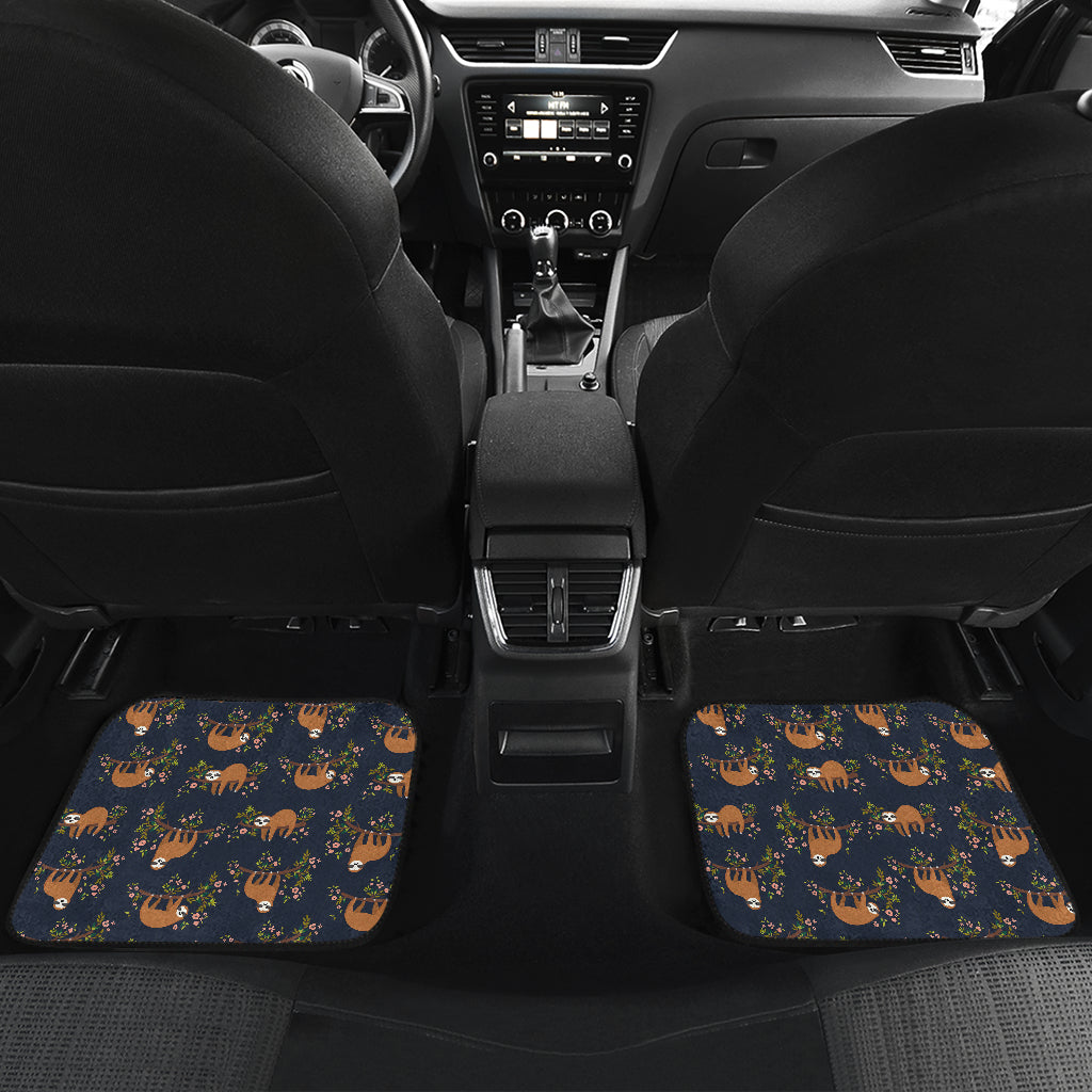 Sloth flower Design Themed Print Car Floor Mats Front Back