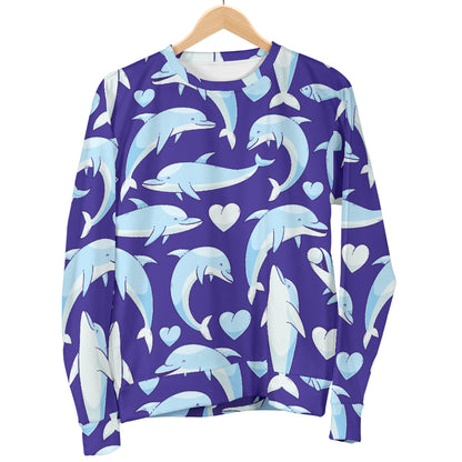 Dolphin Smile Print Pattern Women Long Sleeve Sweatshirt