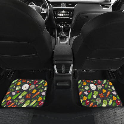 Vegan Pattern Themed Design Print Car Floor Mats Front Back