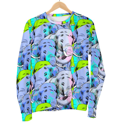 Elephant Art color Print Pattern Men Long Sleeve Sweatshirt