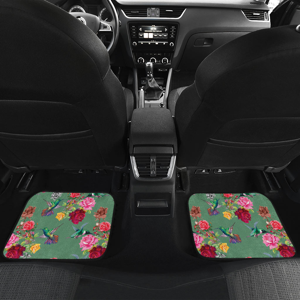 Hummingbird with Rose Themed Print Car Floor Mats Front Back
