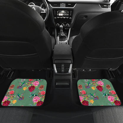 Hummingbird with Rose Themed Print Car Floor Mats Front Back
