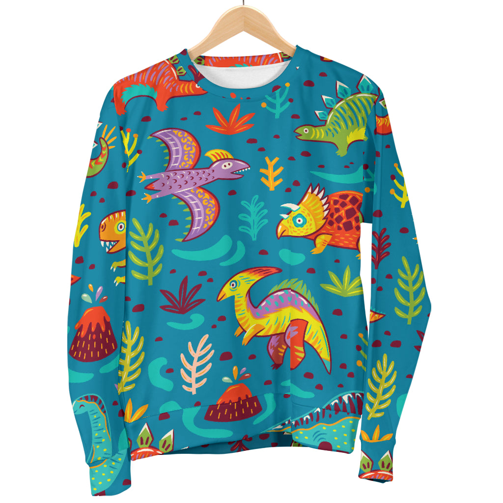 Dinosaur Cartoon Style Men Long Sleeve Sweatshirt