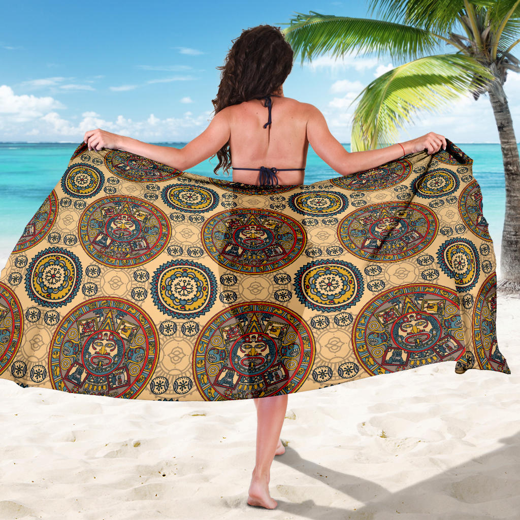 Calendar Aztec Pattern Print Design 02 Sarong Pareo Wrap