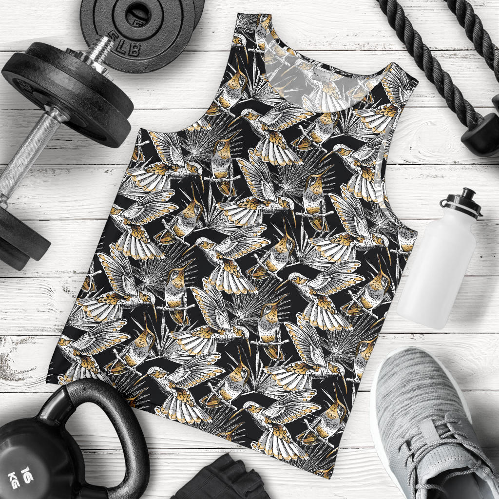 Hummingbird Gold Design Themed Print Men Tank Top