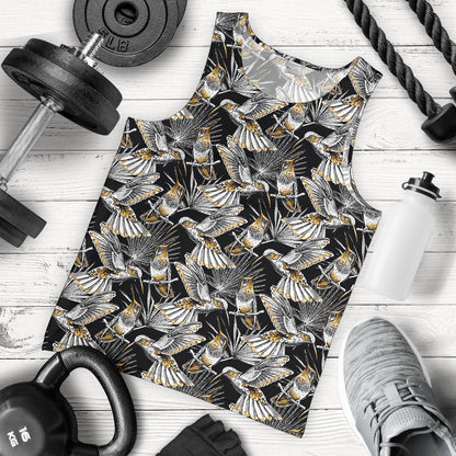 Hummingbird Gold Design Themed Print Men Tank Top