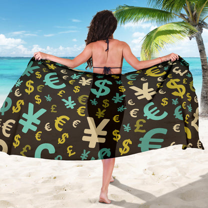 Money Pattern Print Design 01 Sarong Pareo Wrap