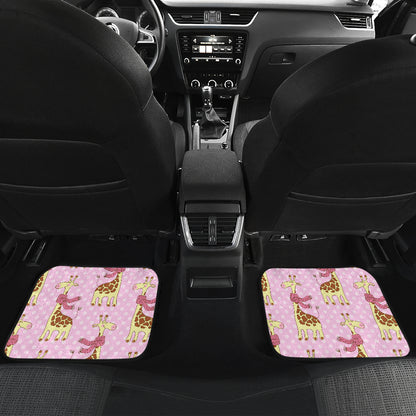 Giraffe Cute Pink Polka Dot Print Car Floor Mats Front Back
