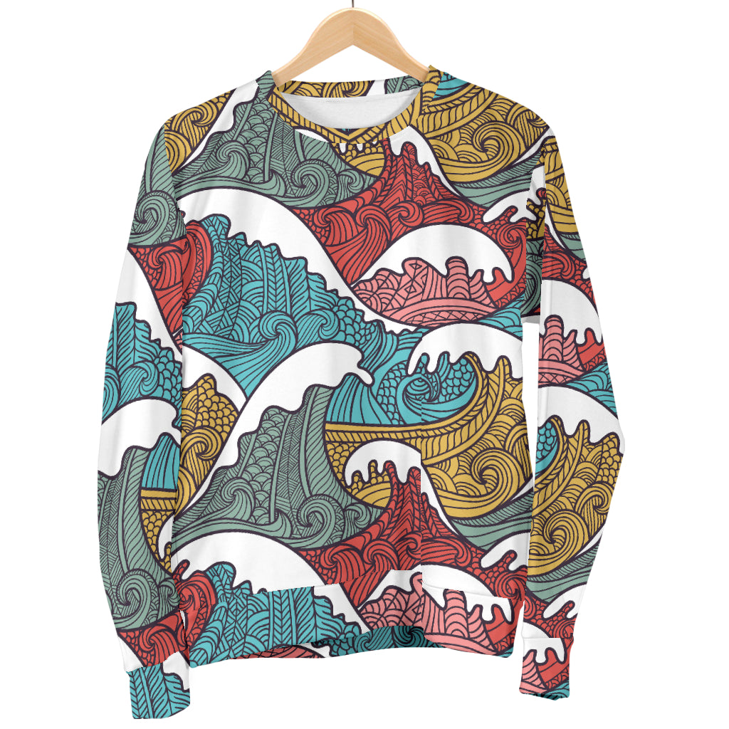 Tribal Wave Pattern Print Men Long Sleeve Sweatshirt