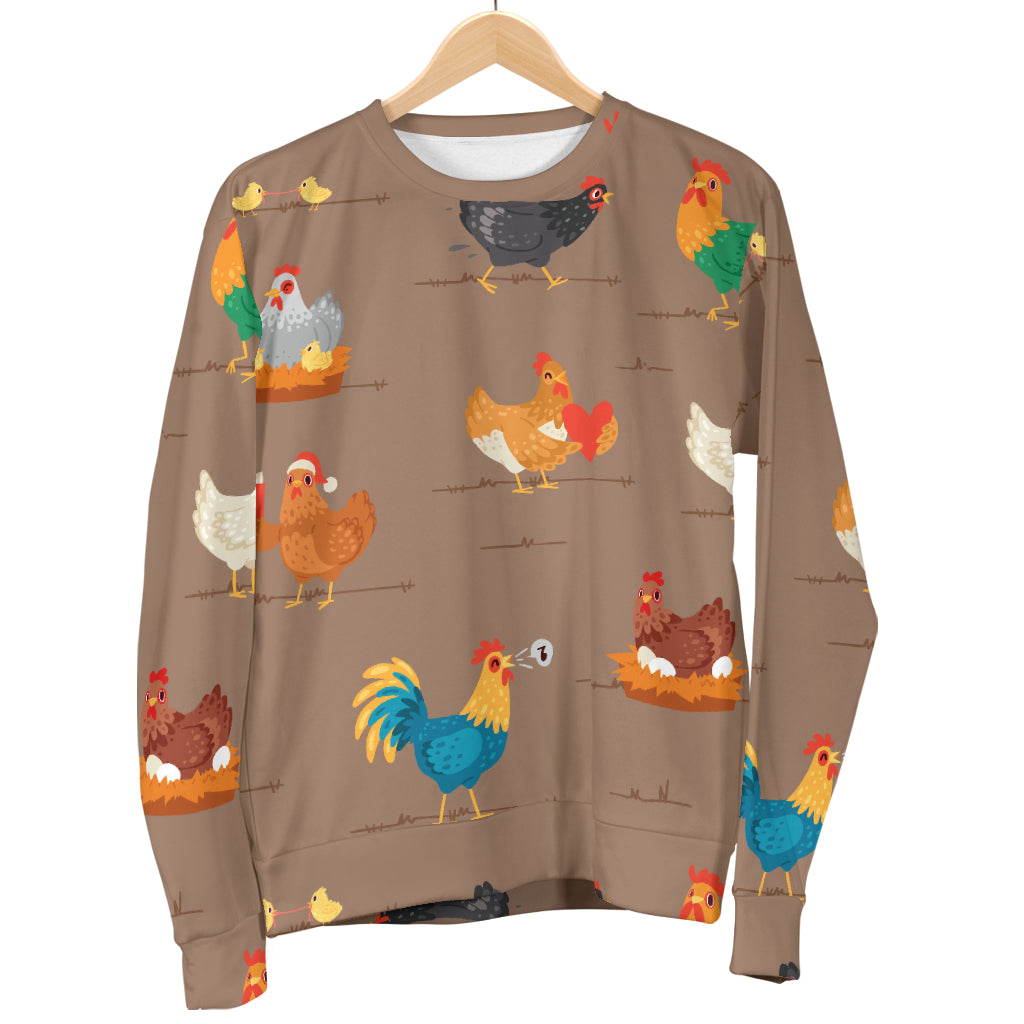 Chicken Happy Print Pattern Women Long Sleeve Sweatshirt