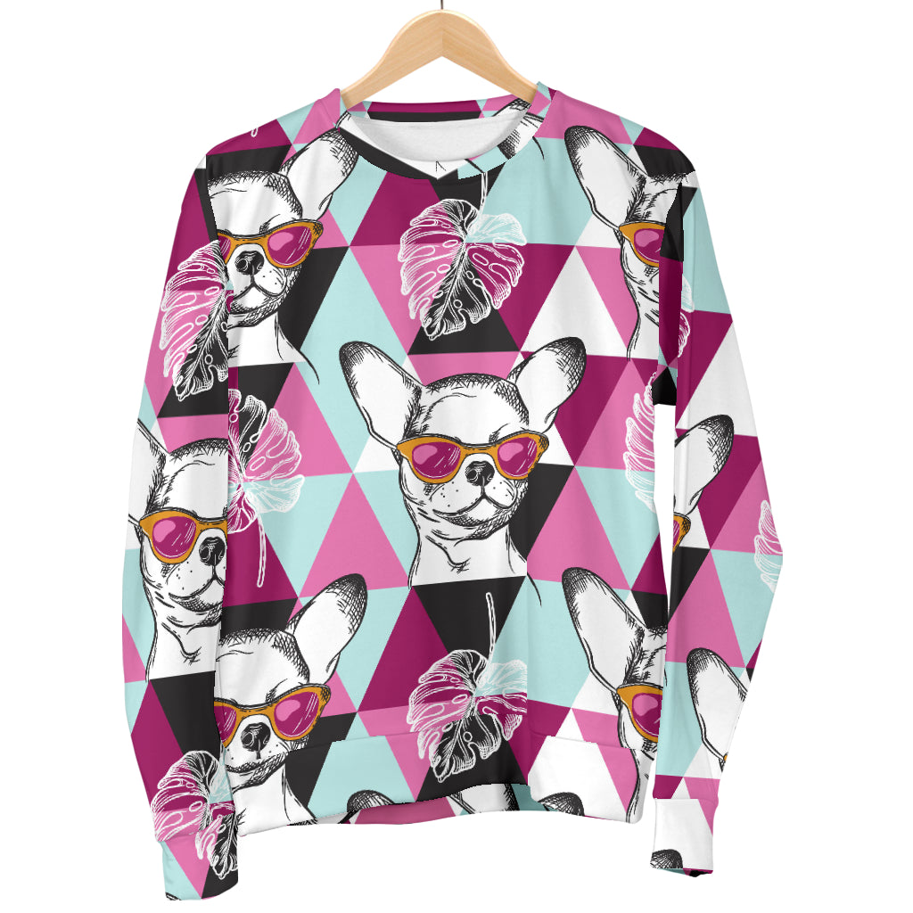 Chihuahua Cute Triangle Pattern Men Long Sleeve Sweatshirt