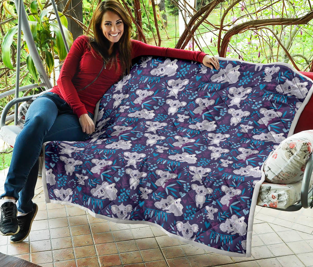 Koala Cute Themed Design Print Quilt Bedspread