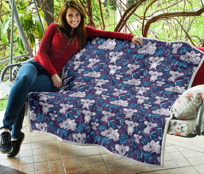 Koala Cute Themed Design Print Quilt Bedspread