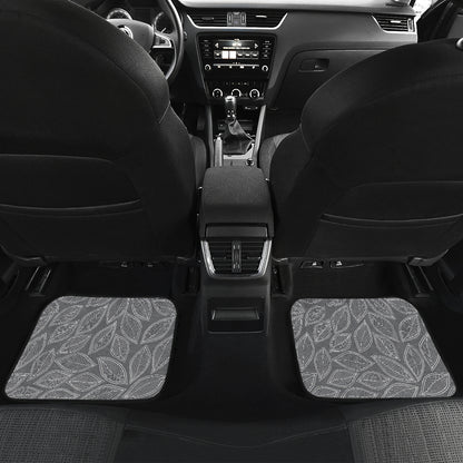 Elm Leave Grey Print Pattern Car Floor Mats Front Back