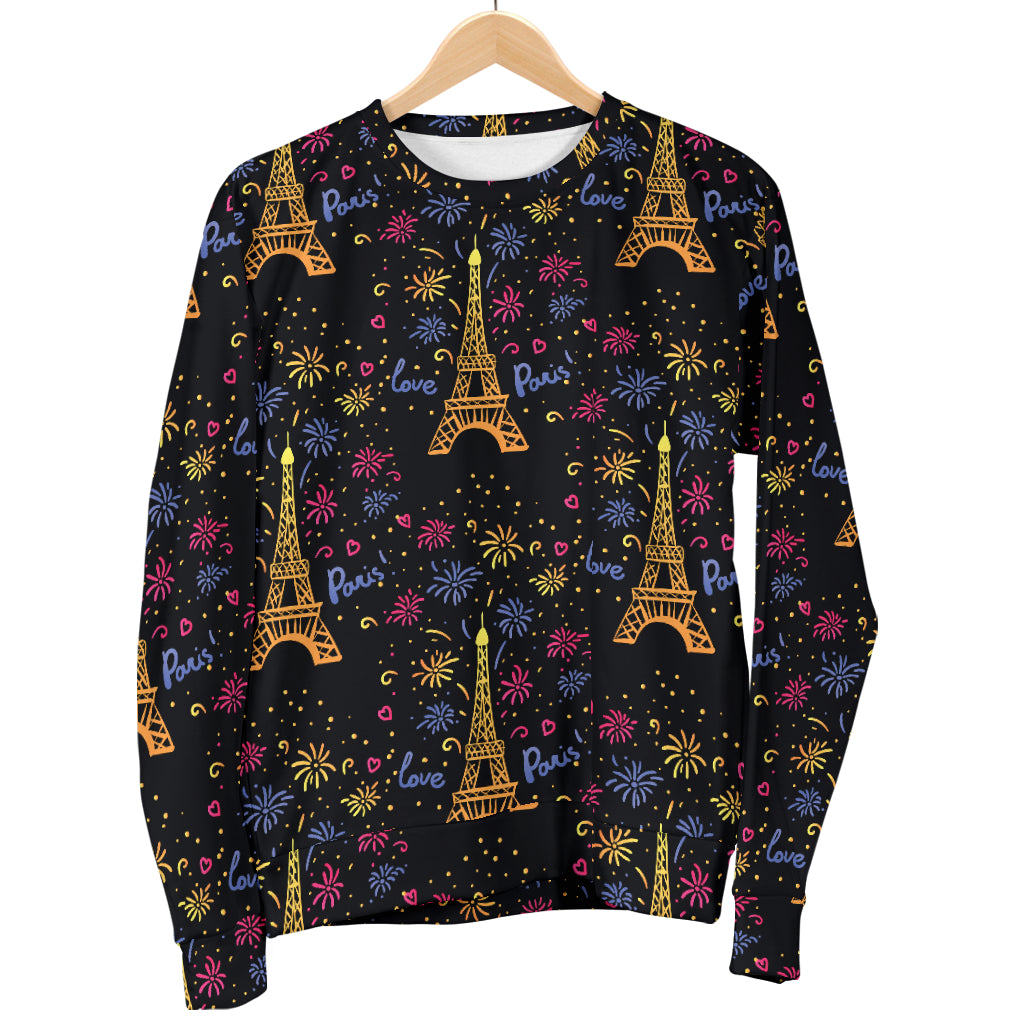 Eiffel Tower Love Paris Print Men Long Sleeve Sweatshirt