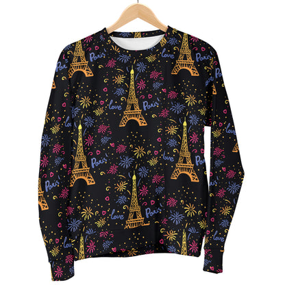 Eiffel Tower Love Paris Print Men Long Sleeve Sweatshirt