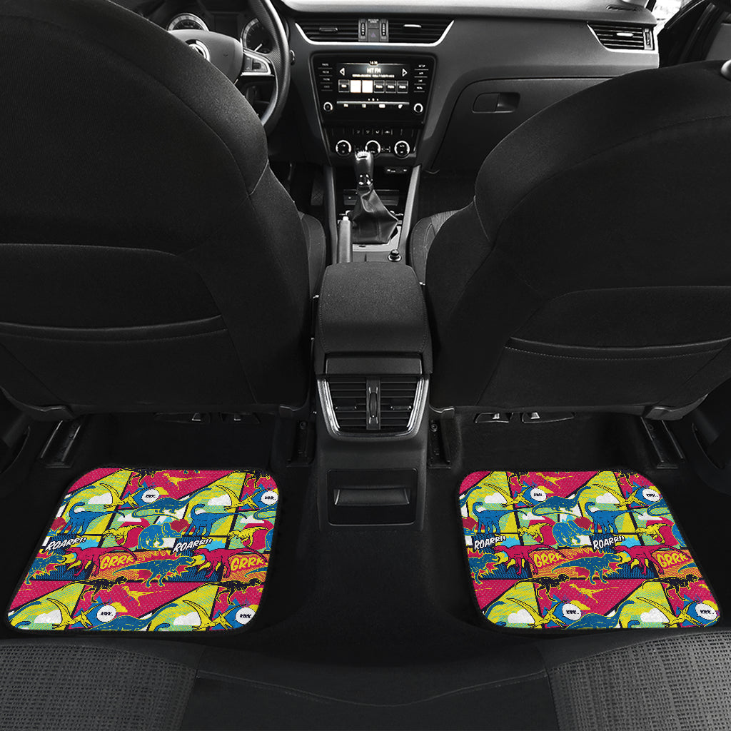 Dinosaur Comic Pop Art Style Car Floor Mats Front Back