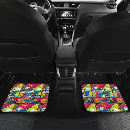 Dinosaur Comic Pop Art Style Car Floor Mats Front Back