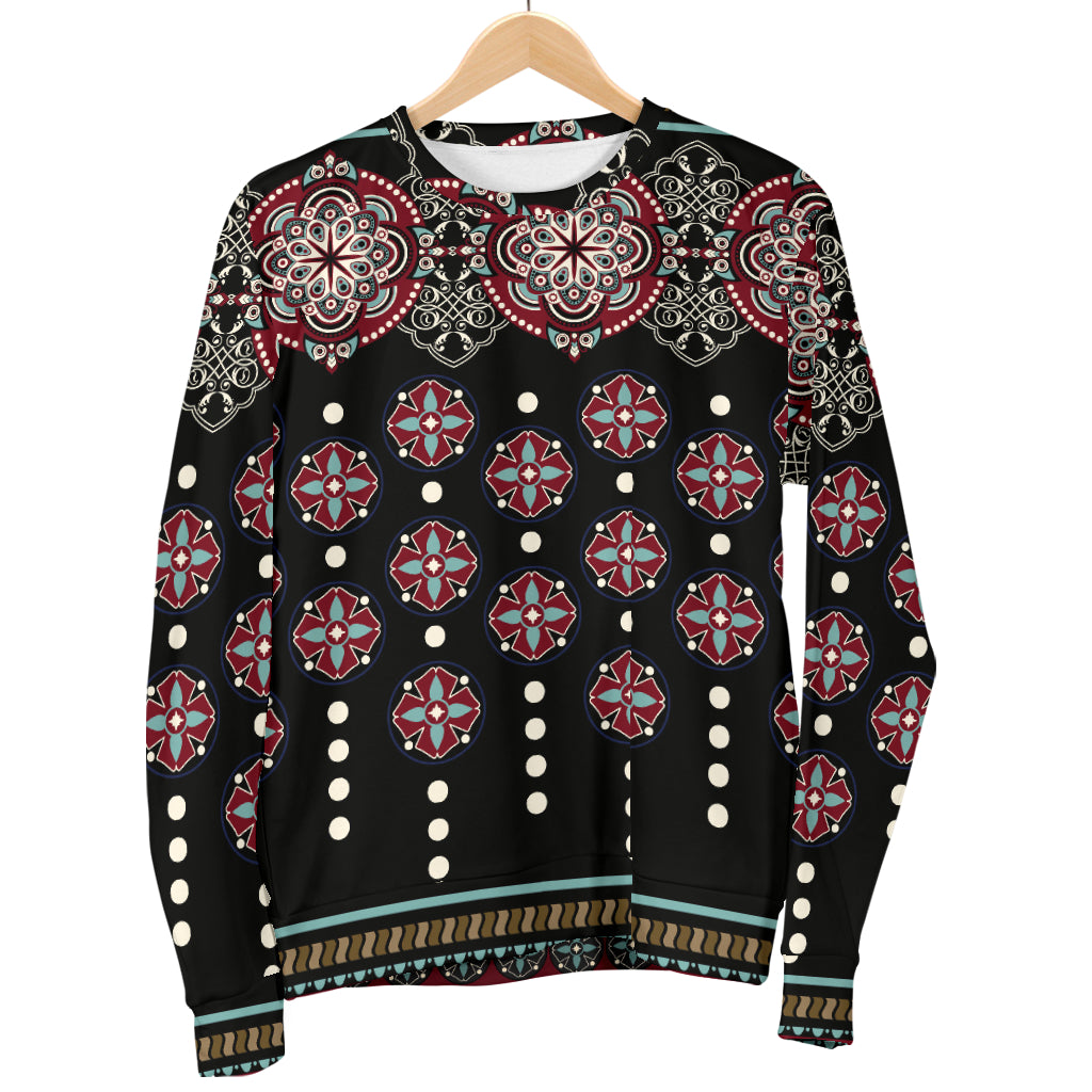 Ethnic Dot Style Print Pattern Men Long Sleeve Sweatshirt