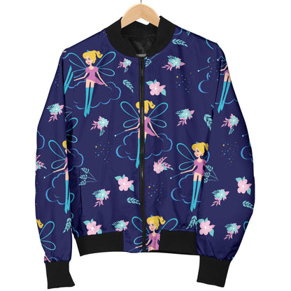 Fairy Cartoon Style Print Pattern Men Bomber Jacket
