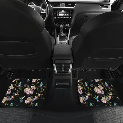 Hummingbird Flower Themed Print Car Floor Mats Front Back