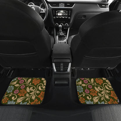 Floral Vintage Print Pattern Car Floor Mats Front Back