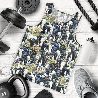 Cow Watercolor Print Pattern Men Tank Top